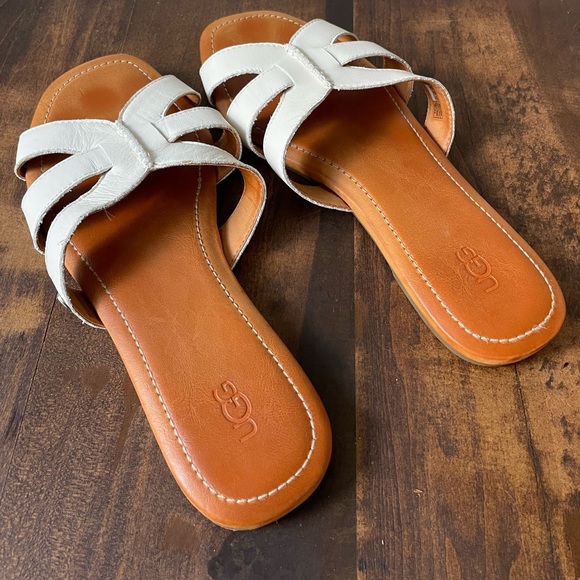 UGG Teague Slide Sandal White Cream Size 10 - Picture 2 of 4